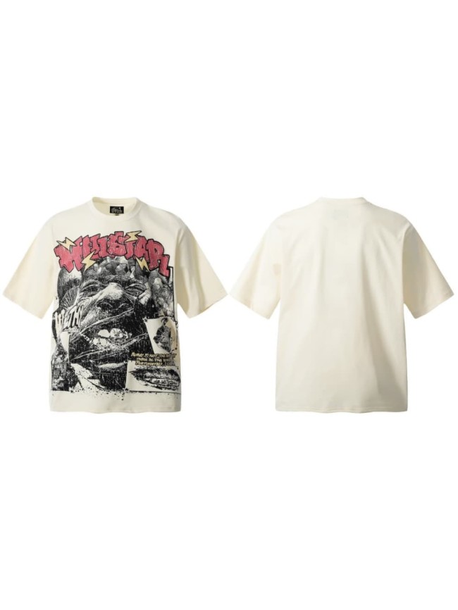 Money-Worshipping Sketch Portrait Print Washed Tee 29090167