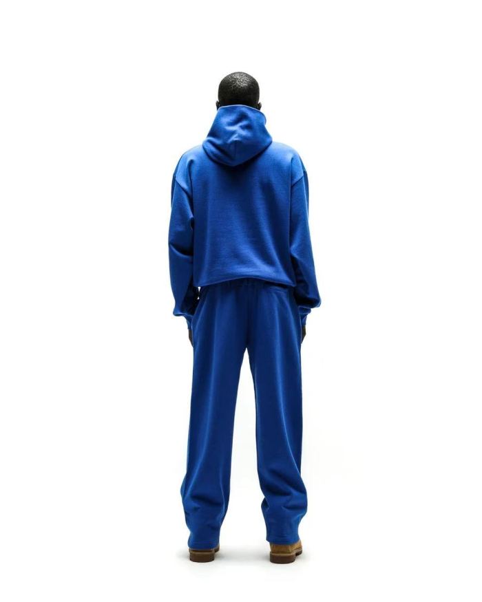 [Big & Tall for weights up to 220 lbs]1:1 quality version Rhinestone Blue Letter Royal Blue Print Hoodie & Pants Set 29045597