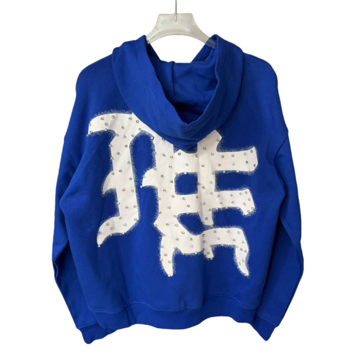 Diamond Letter Print Zipper Hoodie 28755452