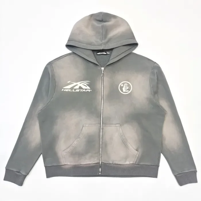 [Big & Tall for weights up to 260 lbs]1:1 quality version Gray spray zipper Hoodie & Pants Set with NFC tag