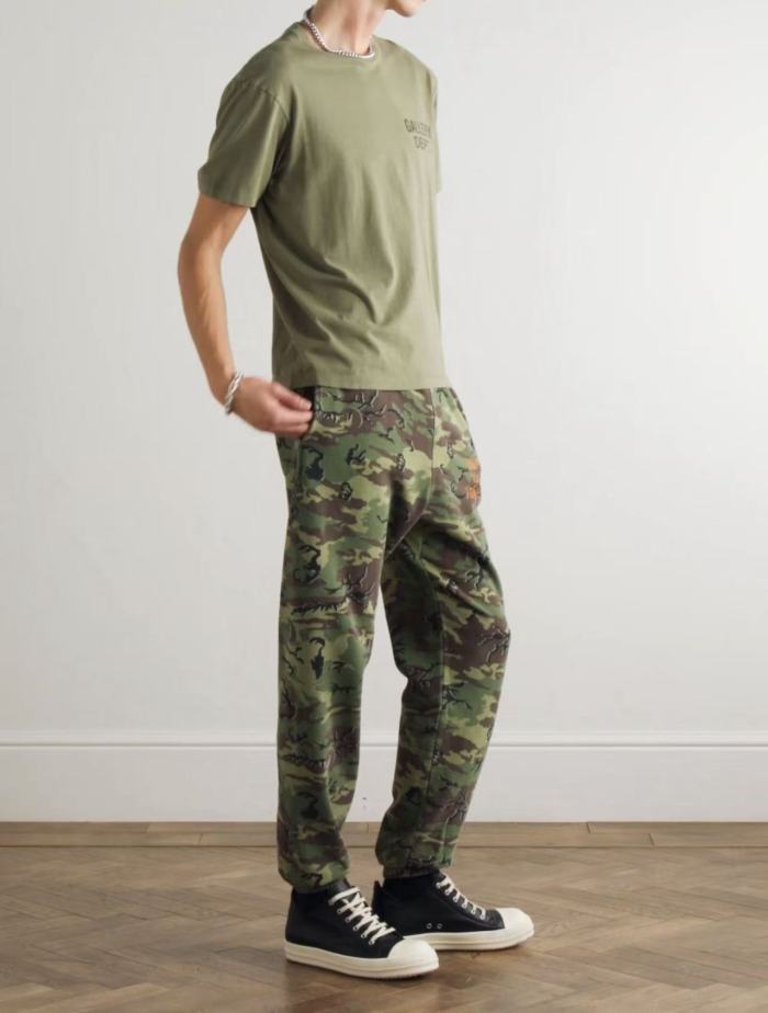 [Big & Tall for weights up to 260 lbs]1:1 quality versionGreen Camouflage Orange French Print Hoodie & Pants Set 28749365