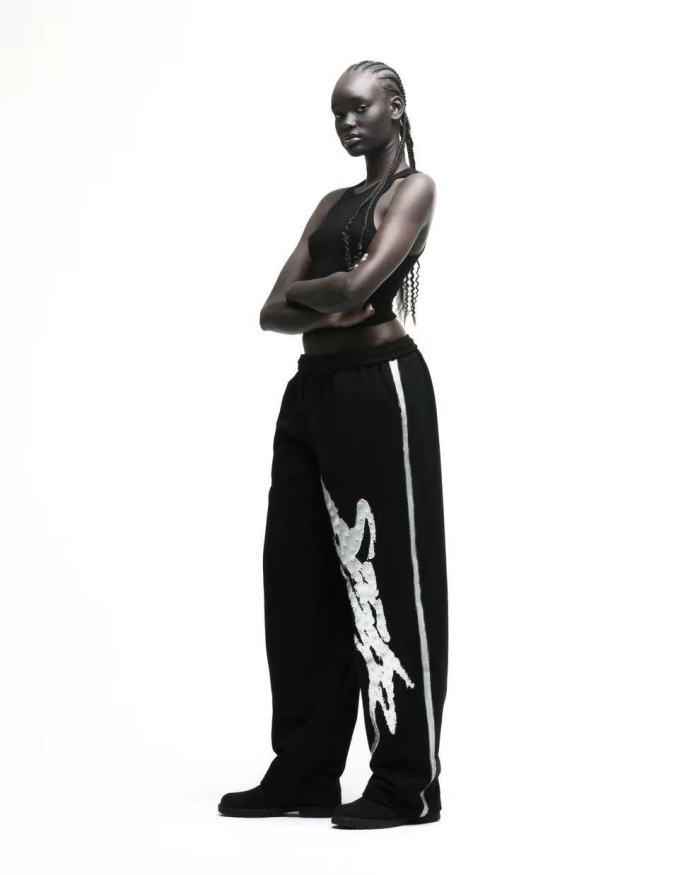 [Big & Tall for weights up to 220 lbs]1:1 quality version Silver Brush Rhinestone Black Hoodie & Pants Set 28893166