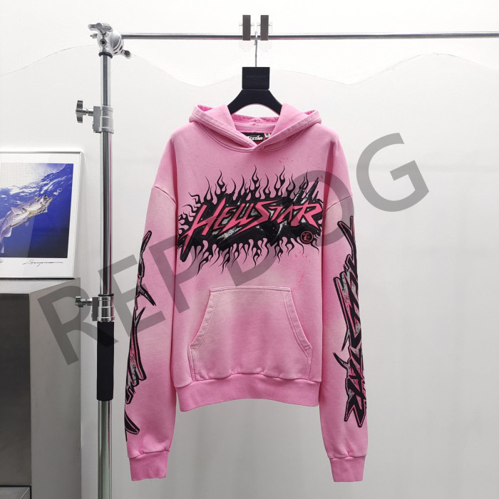 [Big & Tall for weights up to 260 lbs][Including comparative images of RepDog and other seller]1:1 quality version Pink Future Flame Washed Hoodie