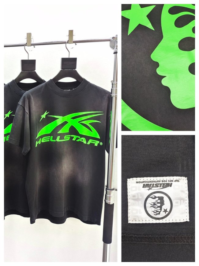 [Big & Tall for weights up to 260 lbs]1:1 quality version Front and back bright green logo washed version tee