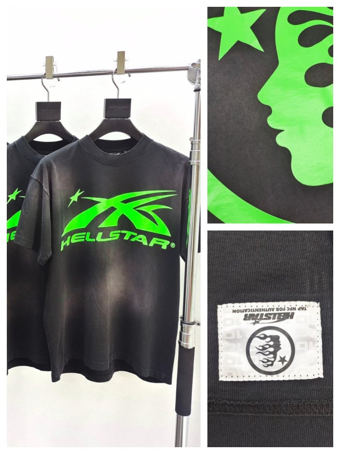[Big & Tall for weights up to 260 lbs]1:1 quality version Front and back bright green logo washed version tee