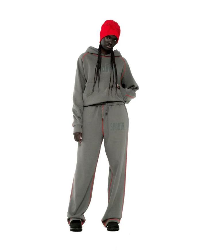 [Big & Tall for weights up to 220 lbs]1:1 quality version Red Stripe Letter Print Hoodie & Pants Set 28777395