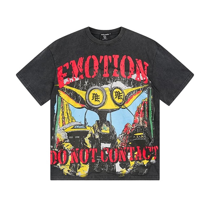 Long-eared Glasses Alien Print Washed Tee 29105638
