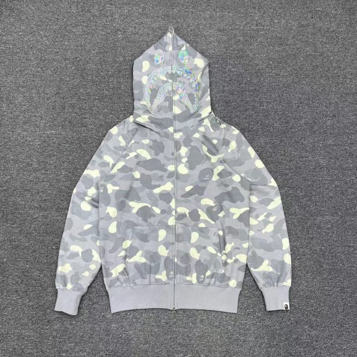 1:1 quality version Luminous Camouflage Laser Zip Hoodie 2 colors