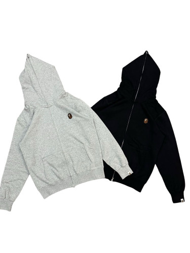 1:1 quality version Embroidered Ape Head Badge Zipper Hoodie 2 colors 28431390