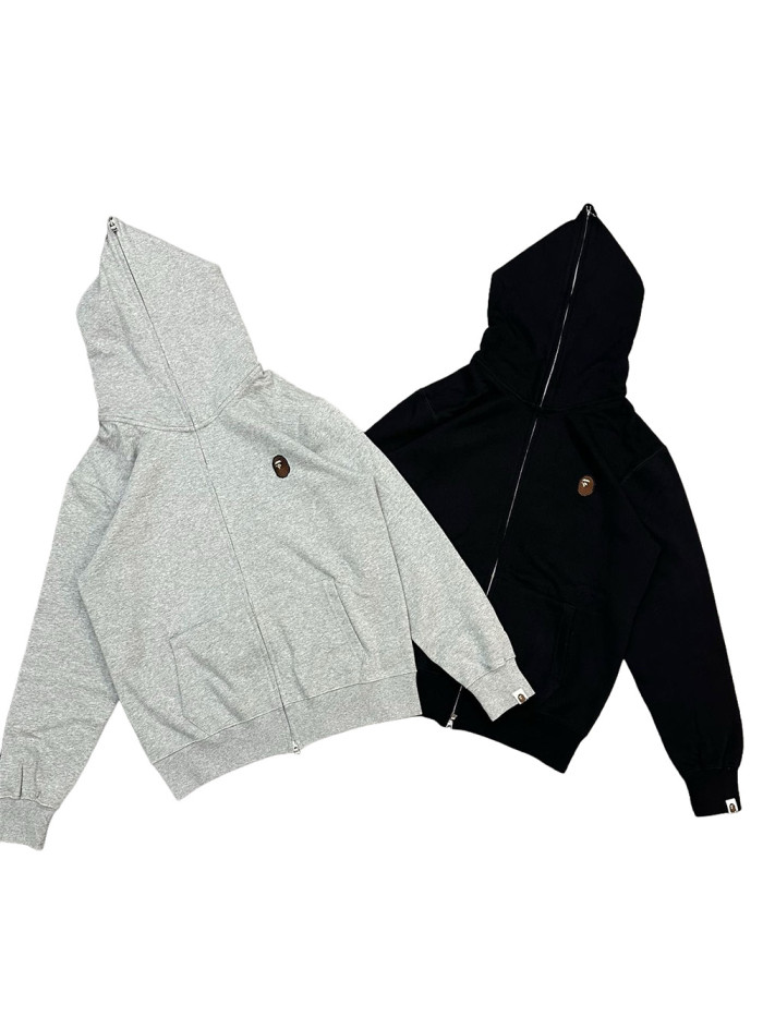 1:1 quality version Embroidered Ape Head Badge Zipper Hoodie 2 colors 28431390