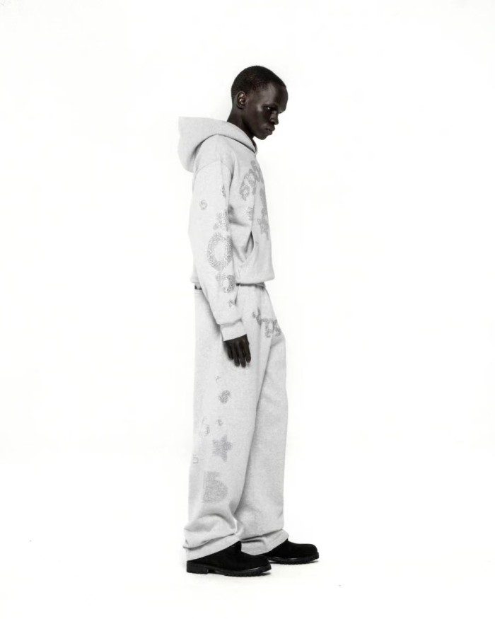 [Big & Tall for weights up to 220 lbs]1:1 quality version White Diamond Large Star Hoodie & Pants Set 28777396