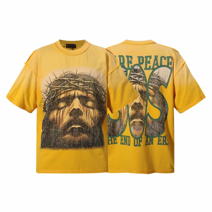 Dark Religious Angel Rhinestone Print Washed Tee 20 colors 29069152