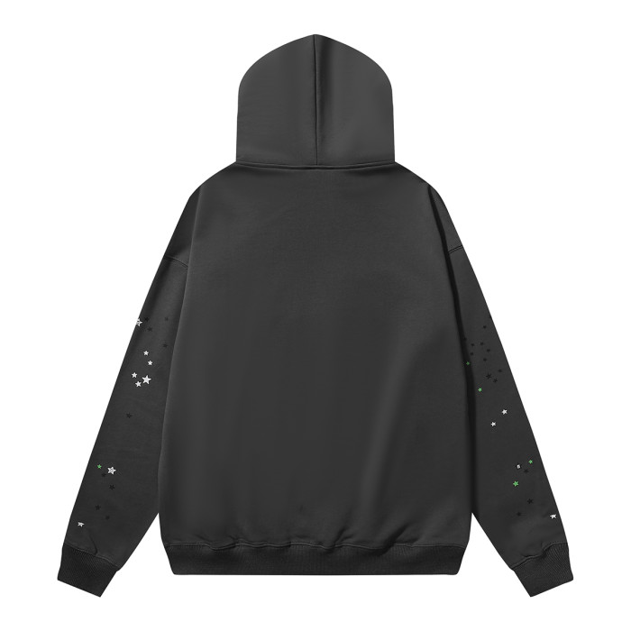 Green Alphabet White Foam Embellished Hoodie & Pants Set