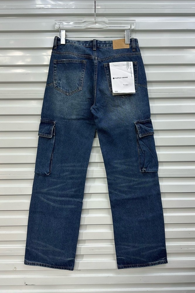 1:1 quality version Large-pocket cargo wide-leg jeans