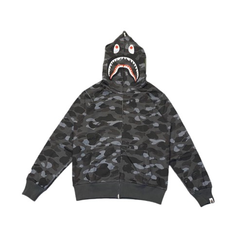 1:1 quality version Dark Grey Camo Shark Hood Zip-Up Hoodie 28881952
