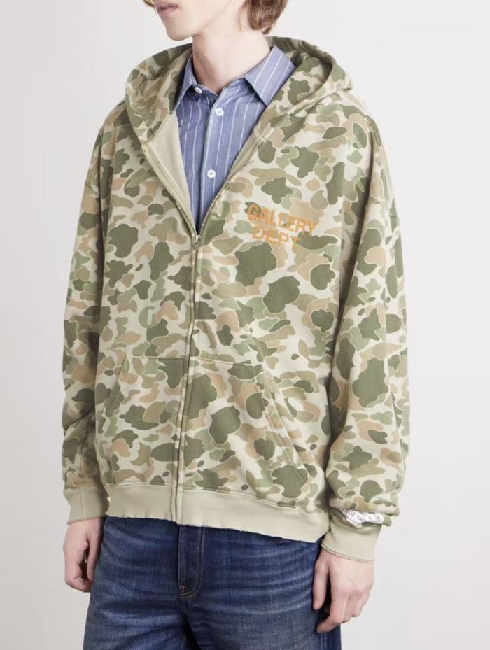 [Big & Tall for weights up to 260 lbs]1:1 quality version Leaf Camouflage Zipper Hoodie & Pants Set 28893167