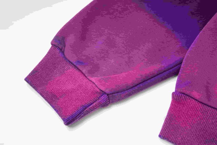 Dyed Purple Gradient Letter Print Zipper Hoodie & Pants Set 29035415