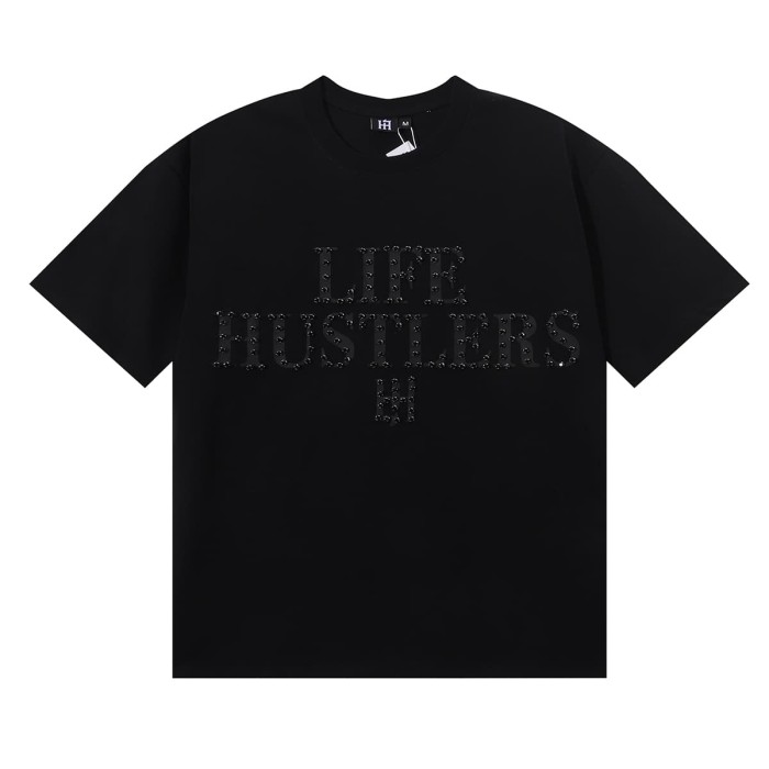 Basic Minimalist Logo Rhinestone Print Tee 4 colors 28751255