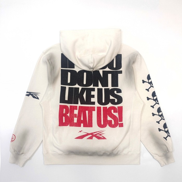 [Big & Tall for weights up to 260 lbs]1:1 quality version Beige Skull Slogan Logo Hoodie & Sweatpants Set with NFC tag