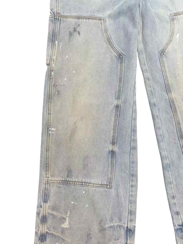 1:1 quality version Distressed Worn Stained Workwear Wide Leg Jeans 29052631
