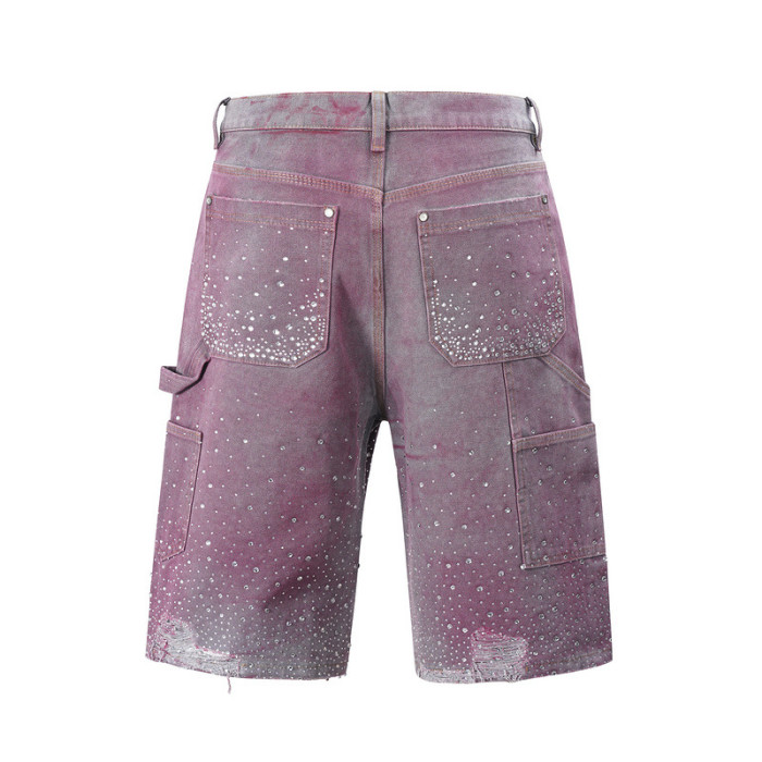 Full-Diamond Shorts Splash-Dyed Gradient Denim Shorts 2 colors 28500152