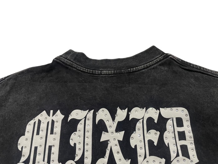 Vintage Washed Black Angel Print T-Shirt Rhinestone  Emotion  Oversized tee 28978821