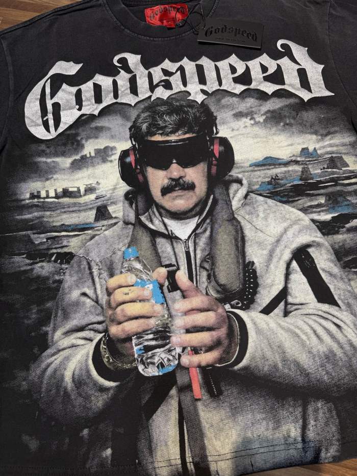 El Chapo Guzmán's vintage black short-sleeved T-shirt with sunglasses and headphones 2 colors 29052464