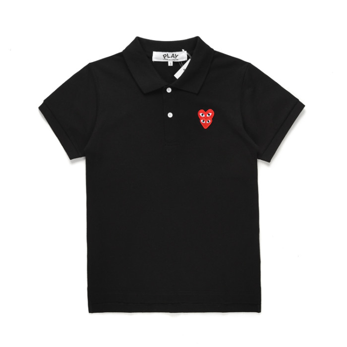 Overlapping hearts embroidered polo shirt 3 colors
