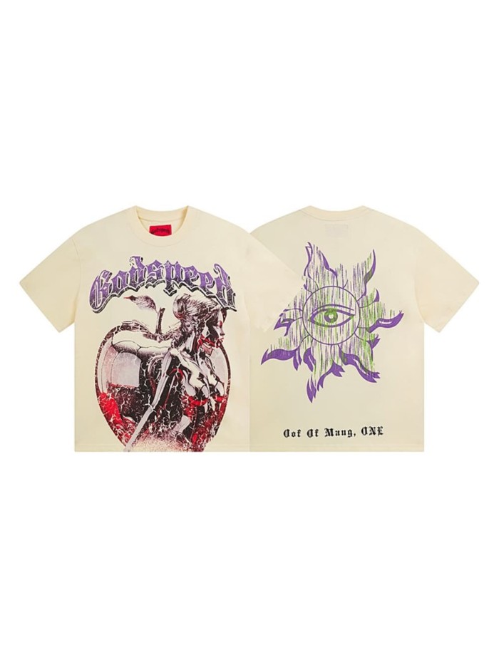 Creamy White and Dark Apple Goddess All-Seeing Eye Double-Sided Printed T-Shirt 29043119