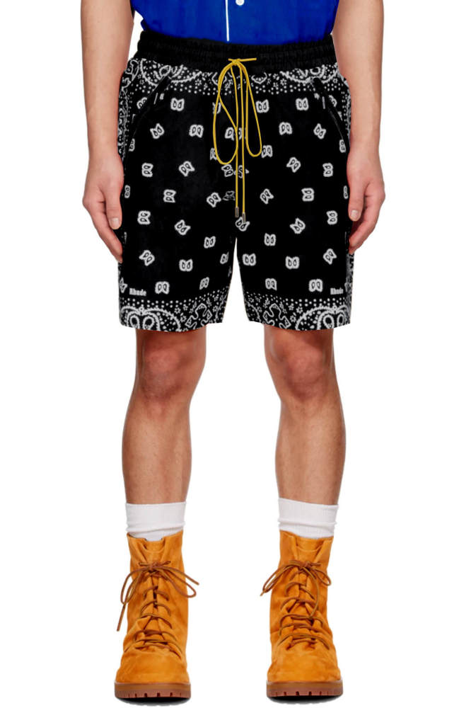 Vintage full print cashew flower cotton drawstring shorts 5 colors