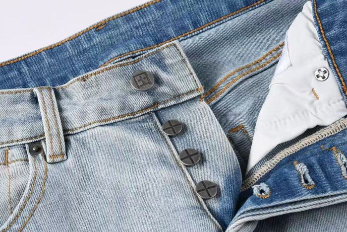 1:1 quality version Cross Bandage Embroidery Ripped Jeans 29080461