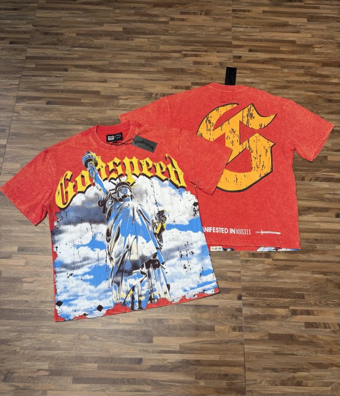 Vintage Liberty Goddess Distressed Print T-shirt 2 colors 29047415