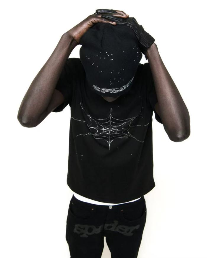 [Big & Tall for weights up to 220 lbs]1:1 quality version Cross Spider Web Rhinestone Tee 2 colors 29033212