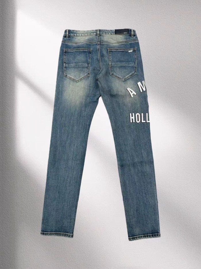 1:1 quality version Hollywood White Line Embroidered Jeans 29045804