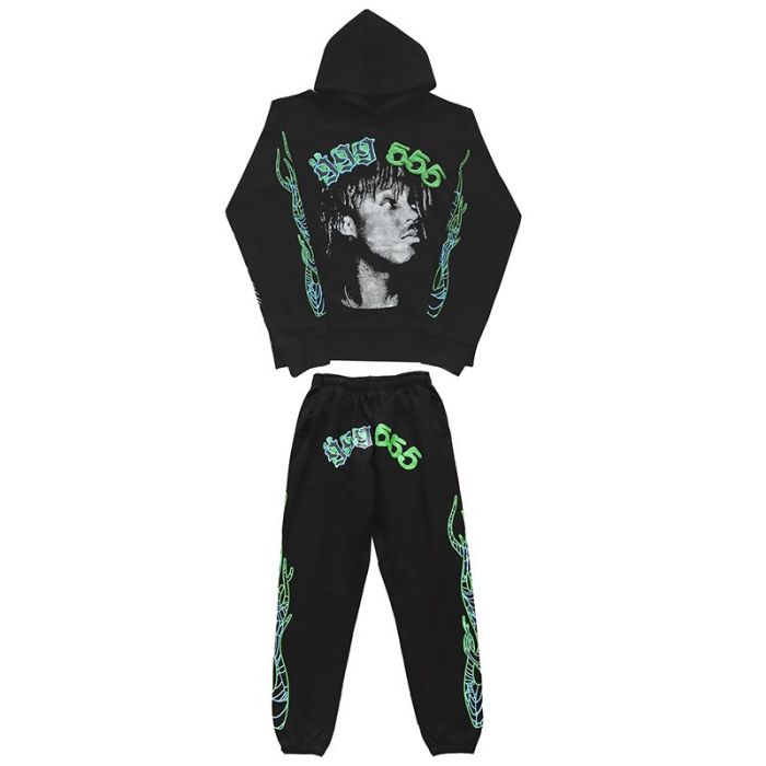 Human Face Fluorescent Green Totem Print Hoodie