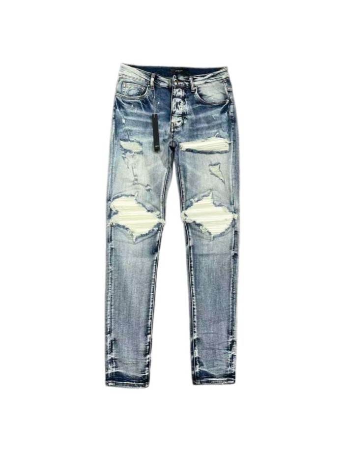 1:1 quality version White Flock Ripped Washed Slim-fit Jeans 29091966