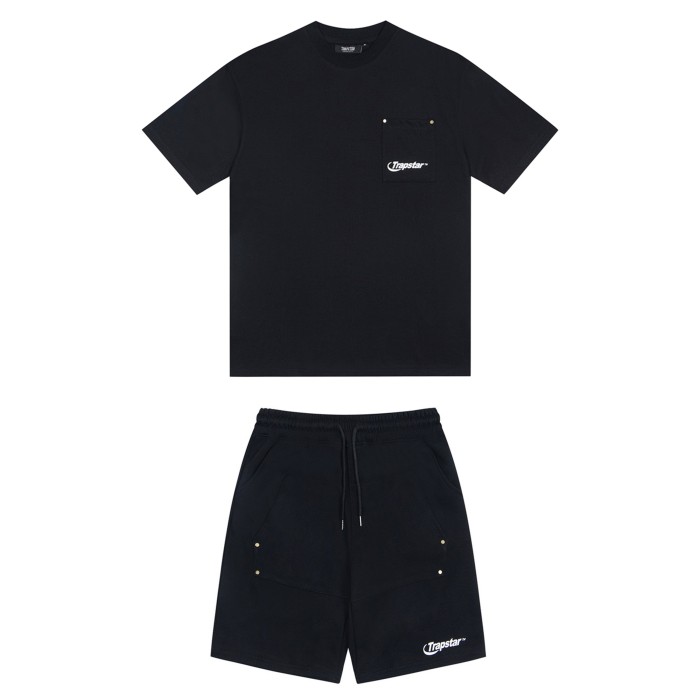 American Trendy Brand Letter Pocket Embroidery Tee & Shorts Set 3 colors 29080429
