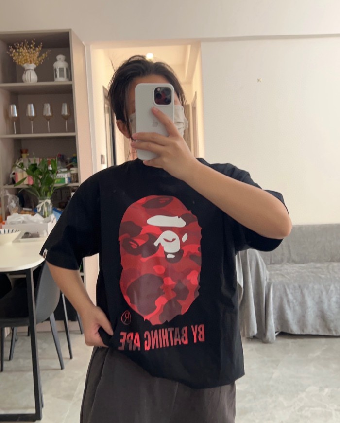 1:1 quality version Camouflage great ape head letter print tee 6 colors