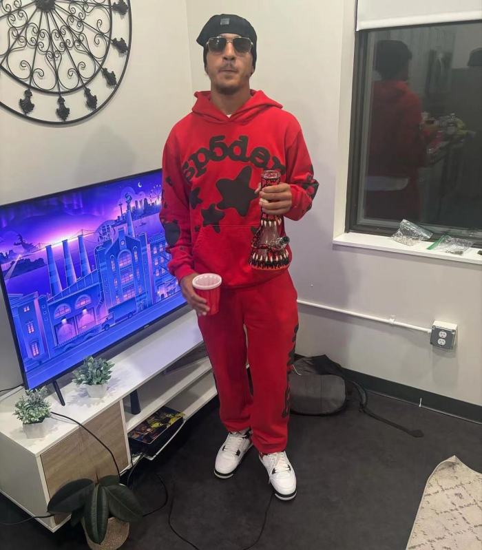 1:1 quality version Black Stars Foam Big Red Hoodie & Pants Set