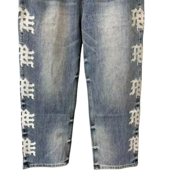 Side Letter Logo Print Washed Denim Jeans 4 colors 28678956