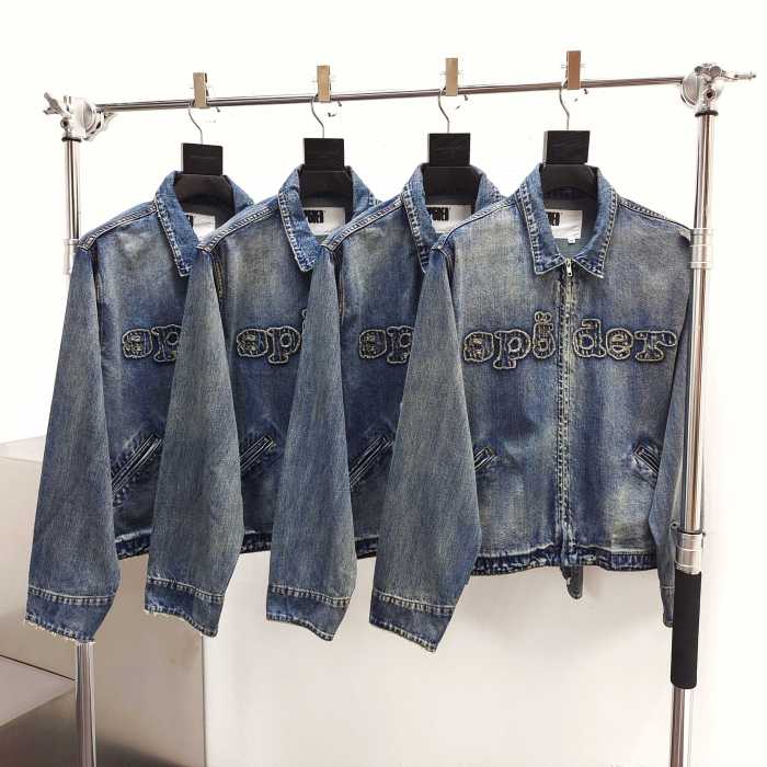 [Big & Tall for weights up to 220 lbs]1:1 quality version Patchwork Embroidery Denim Zipper Jacket & Jeans Set 28576449