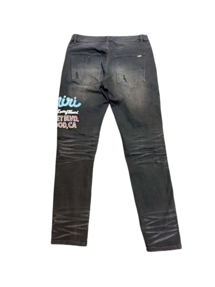 1:1 quality version Hollywood Blue Pink Script Letter Jeans 29052630