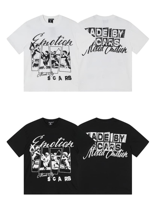 Four-grid Cupid Film Rhinestone Print Tee 2 colors 29105634