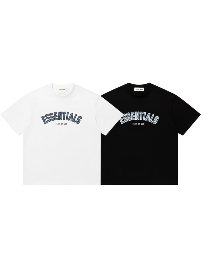 Washed denim blue curved letter white and black loose T-shirt 2 colors 29060619