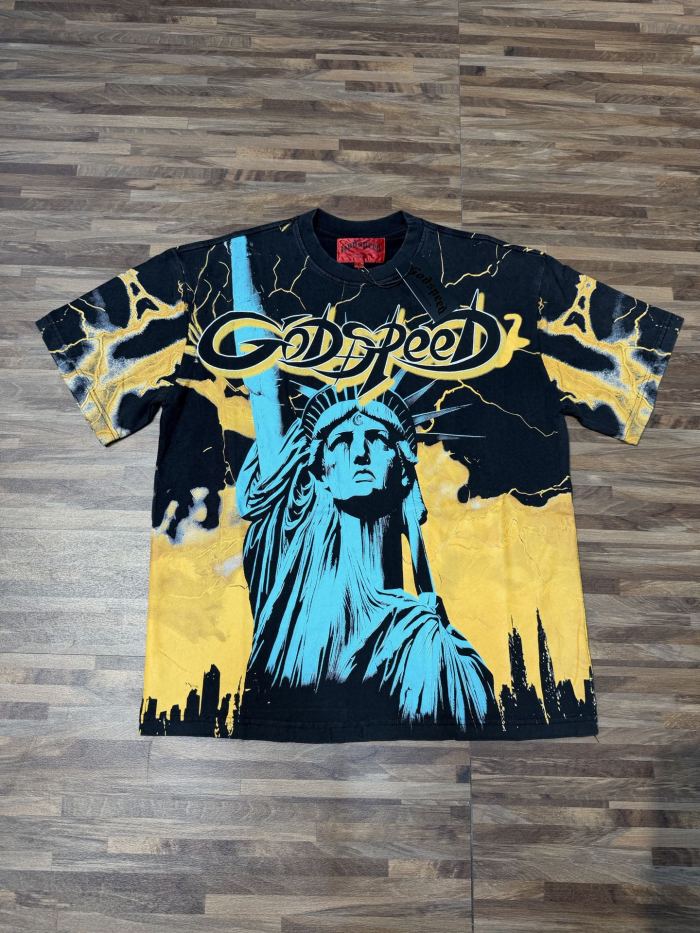 Vintage neon lightning Statue of Liberty print 7 color T-shirt 29035208