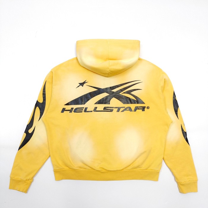 [Big & Tall for weights up to 260 lbs]1:1 quality version Washed Yellow Chest Double Logo Print Zipper  Hoodie with NFC tag