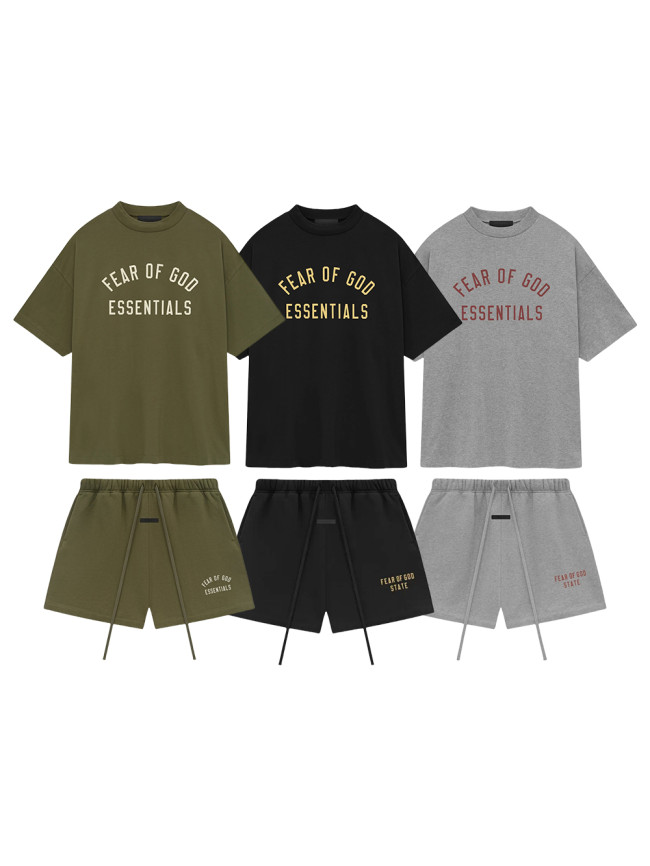 [Big & Tall for weights up to 220 lbs]1:1 quality version 27870726 BACK TO SCHOOL Collection Letter Print Tee &  Shorts Set 4colors