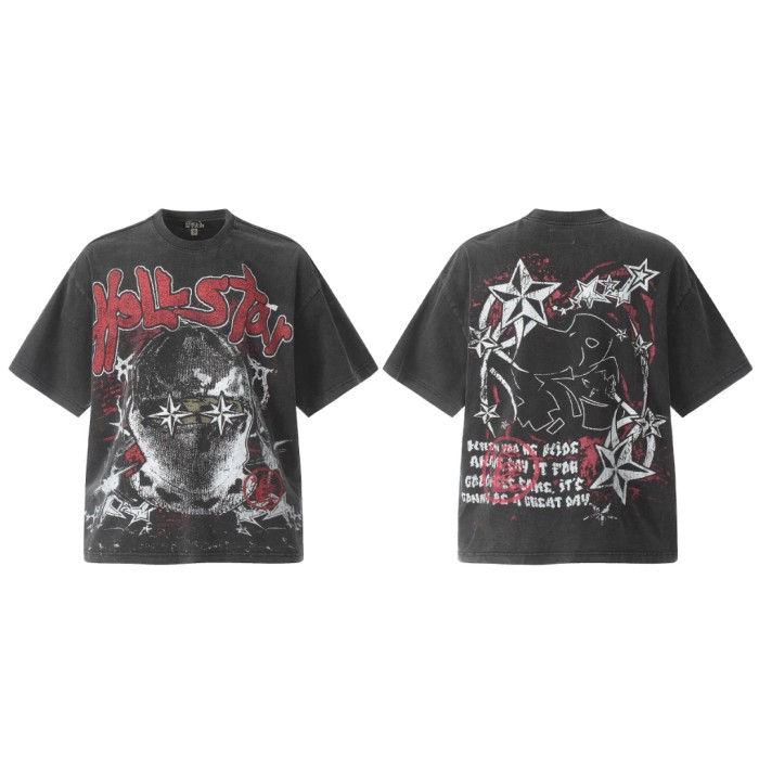 Starburst Masked Figure Print Washed Tee 29092393