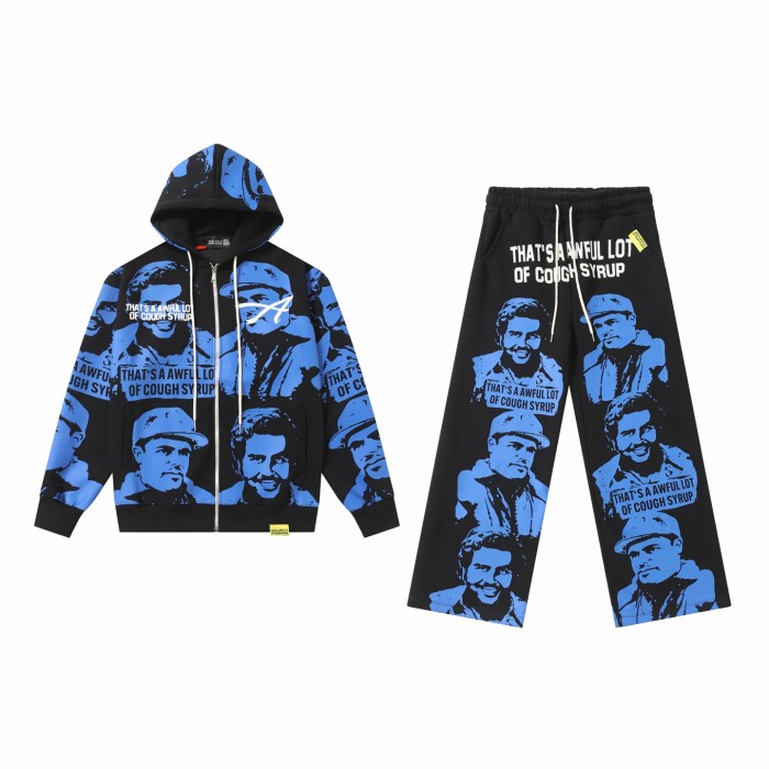 Gangster Figure All Over Print Hoodie & Pants Set 5 colors 29035414