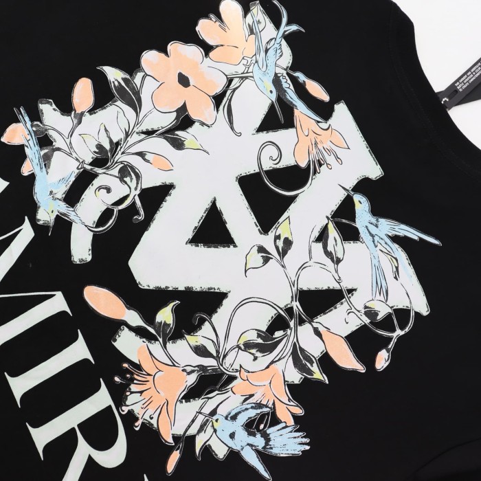 Floral Logo Print Vintage Black Oversized T-Shirt Tee 28979053